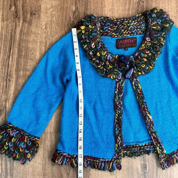 Philip Jane Gordon “ADIEU” Artsy Shag Colorful Sweater Sz S - Picture 7 of 12